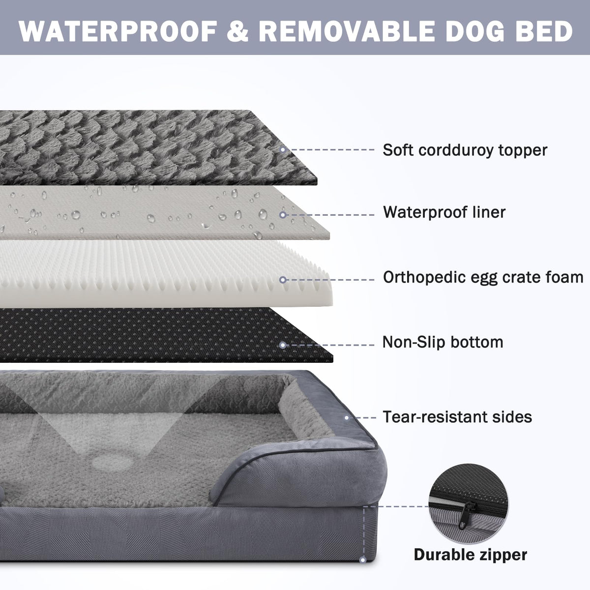 XL Washable Orthopedic Dog Sofa with Egg-Crate Foam Q2941