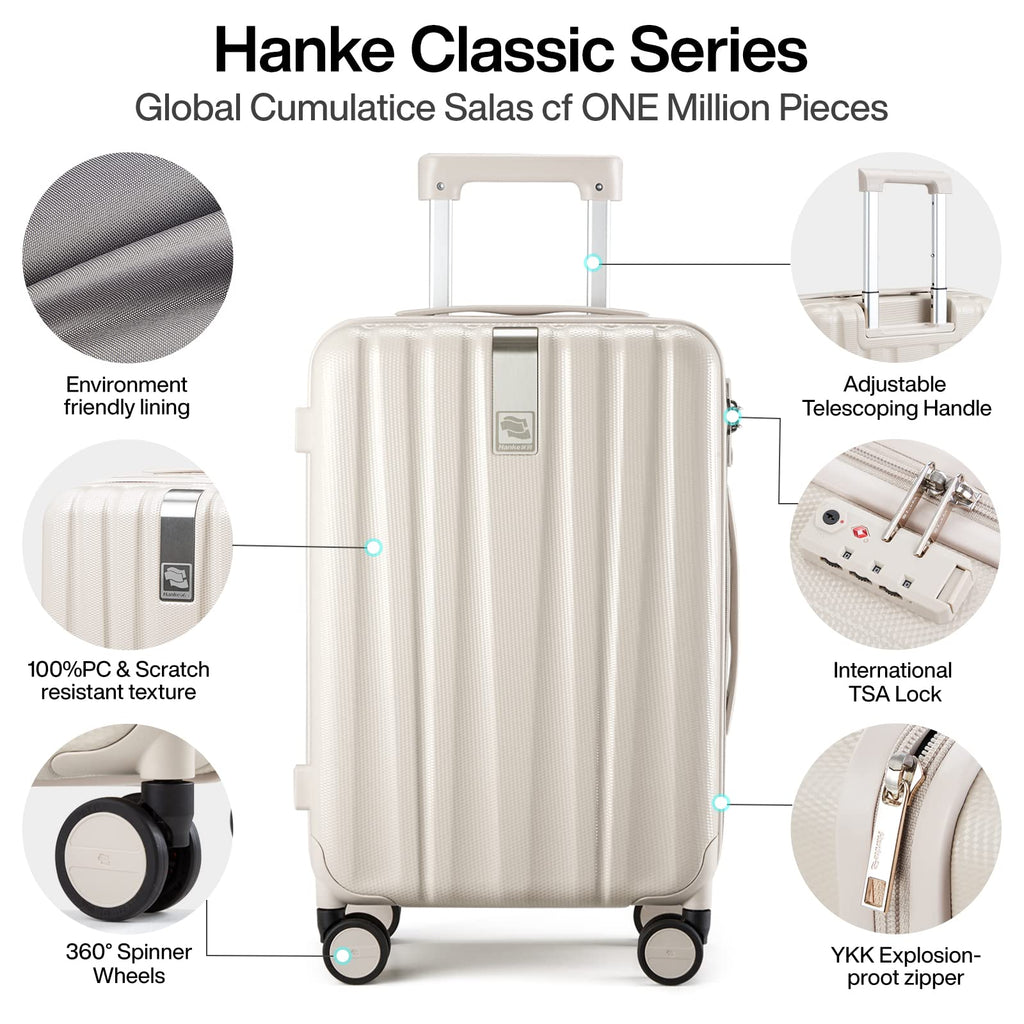 20 Inch Lightweight PC Hard Shell Carry on Luggage with Spinner Wheels D775