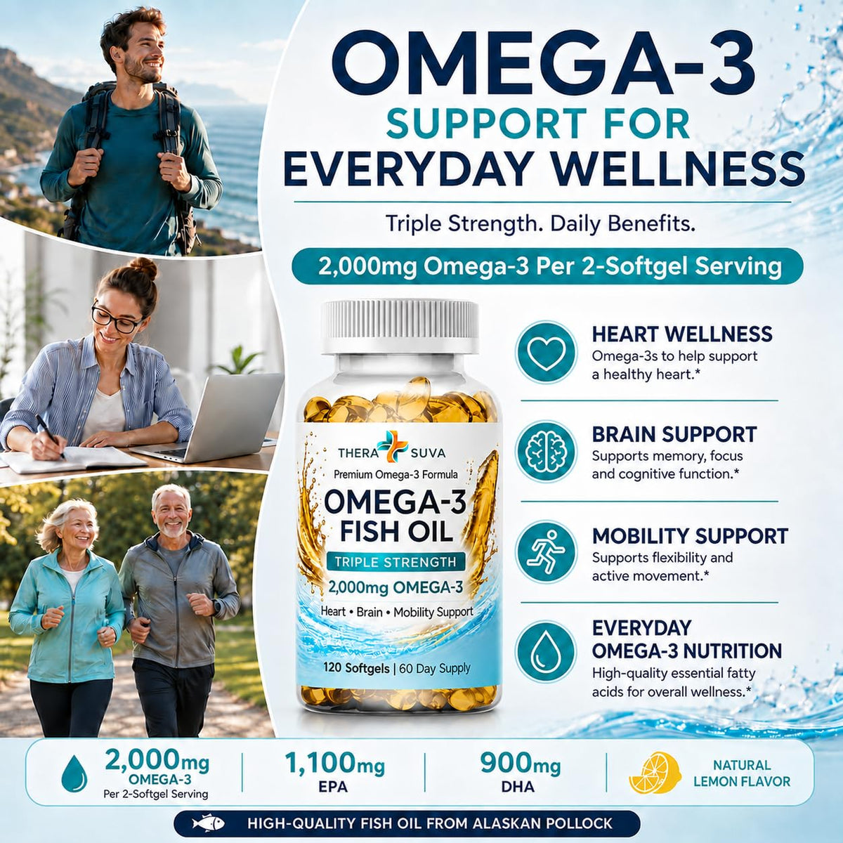 Wild Alaskan Fish Oil 2000mg Omega-3 120 Veggie Softgels D488524