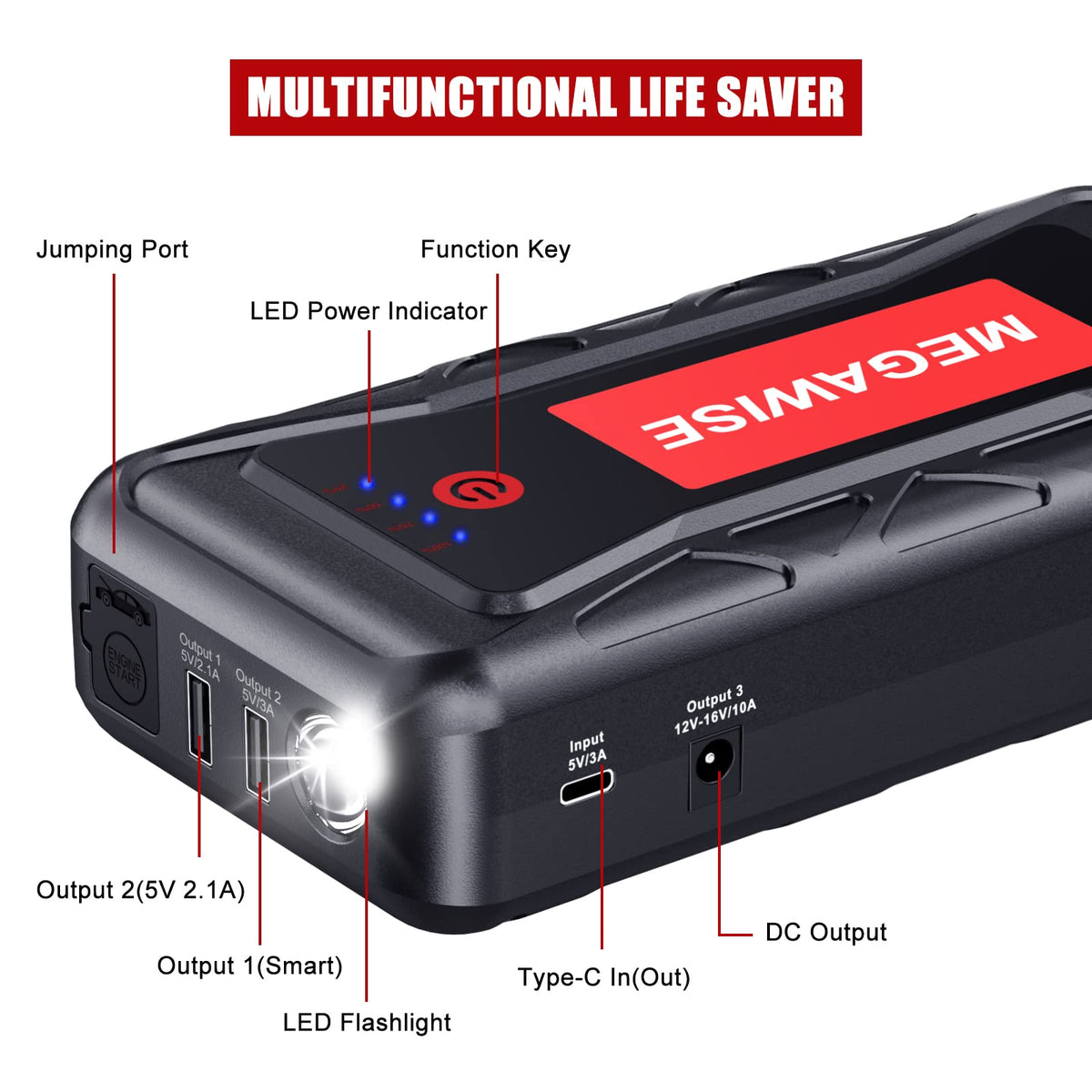 12V Jump Starter for 8.0L Gas/6.5L Diesel Engines C917