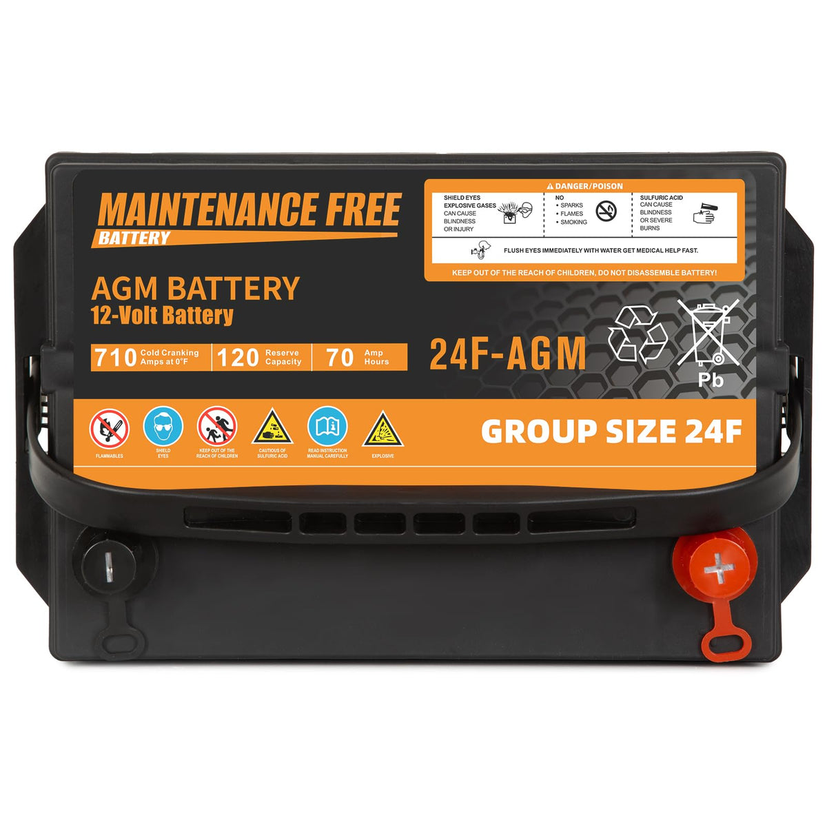 Group Size 24F AGM Automotive Battery 12V 70Ah 710 CCA K23364