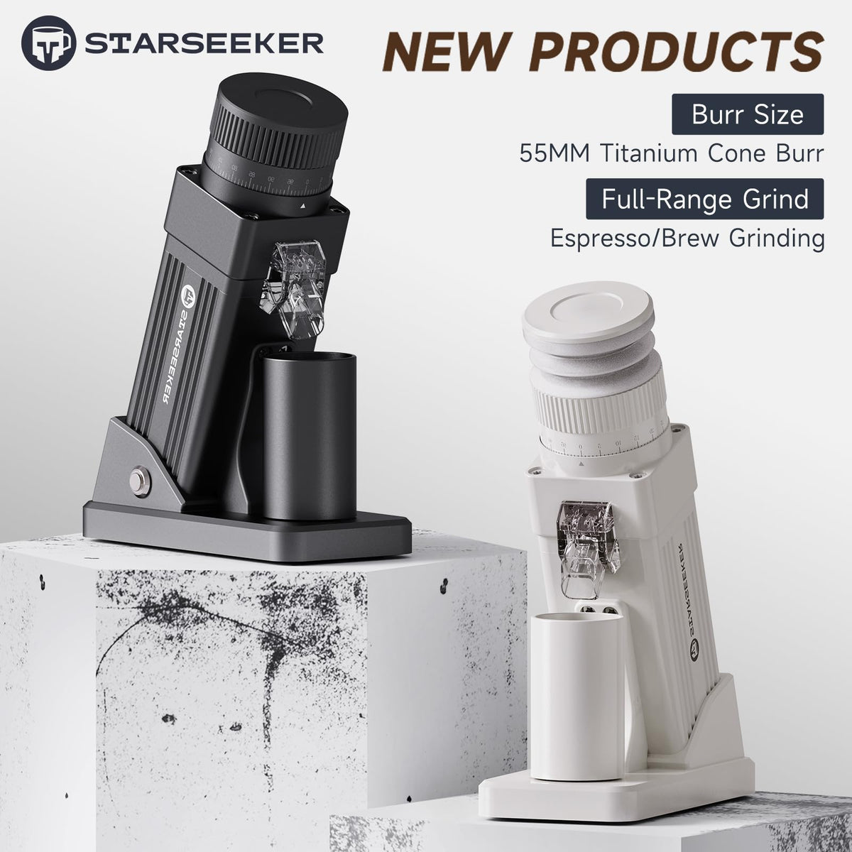 Electric Coffee Grinder with 55mm Titanium Conical Burr E7803