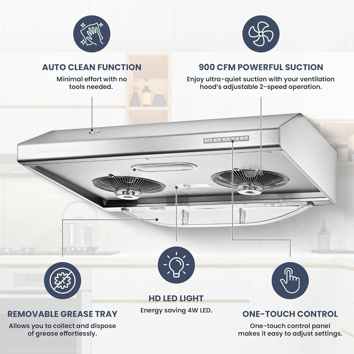 30 Inch 900 CFM Stainless Steel Under Cabinet Range Hood E239513