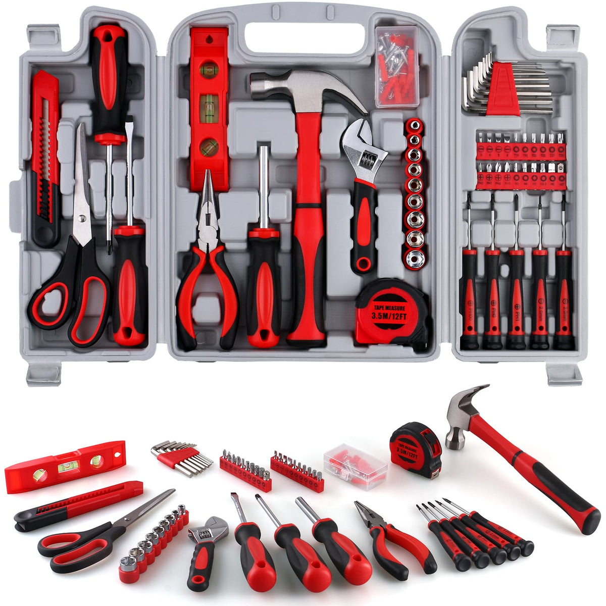 156-Piece All-Purpose Home Tool Kit in Foldable Toolbox L11759