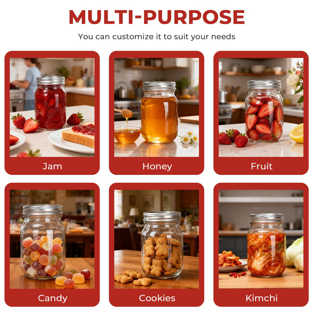 16 oz Glass Mason Jars 15 Pack W33159