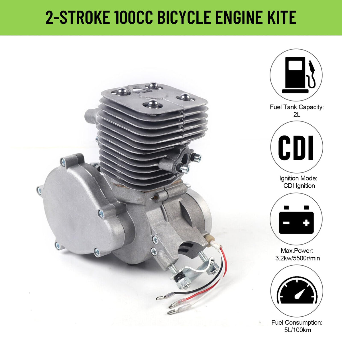 2 Stroke 100cc Bicycle Engine Kit with 44 Tooth Sprocket Y603