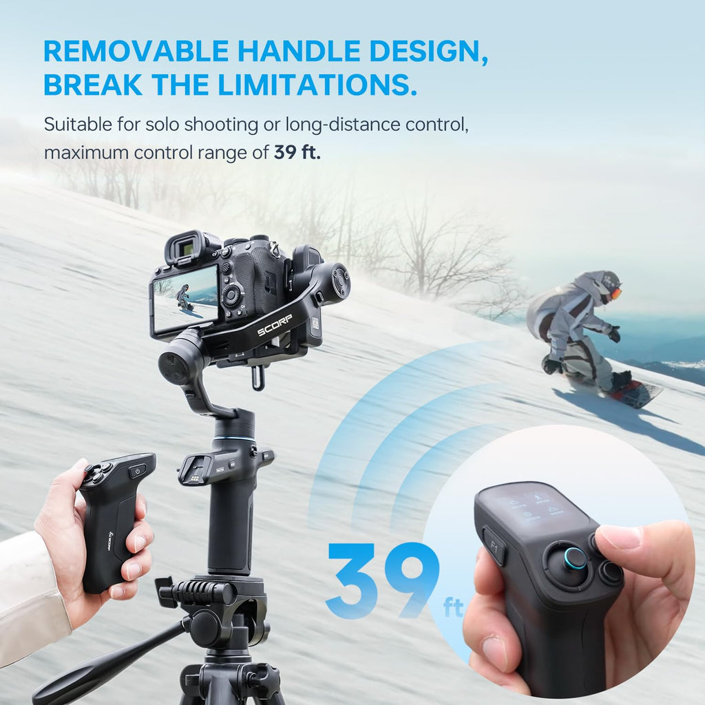 Camera Gimbal with AI Tracker, Detachable Remote Handle, Payload 4.4lbs, Bluetooth Control A930