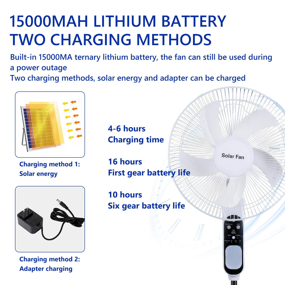 16in Solar Vertical Fan with Remote Control V30690
