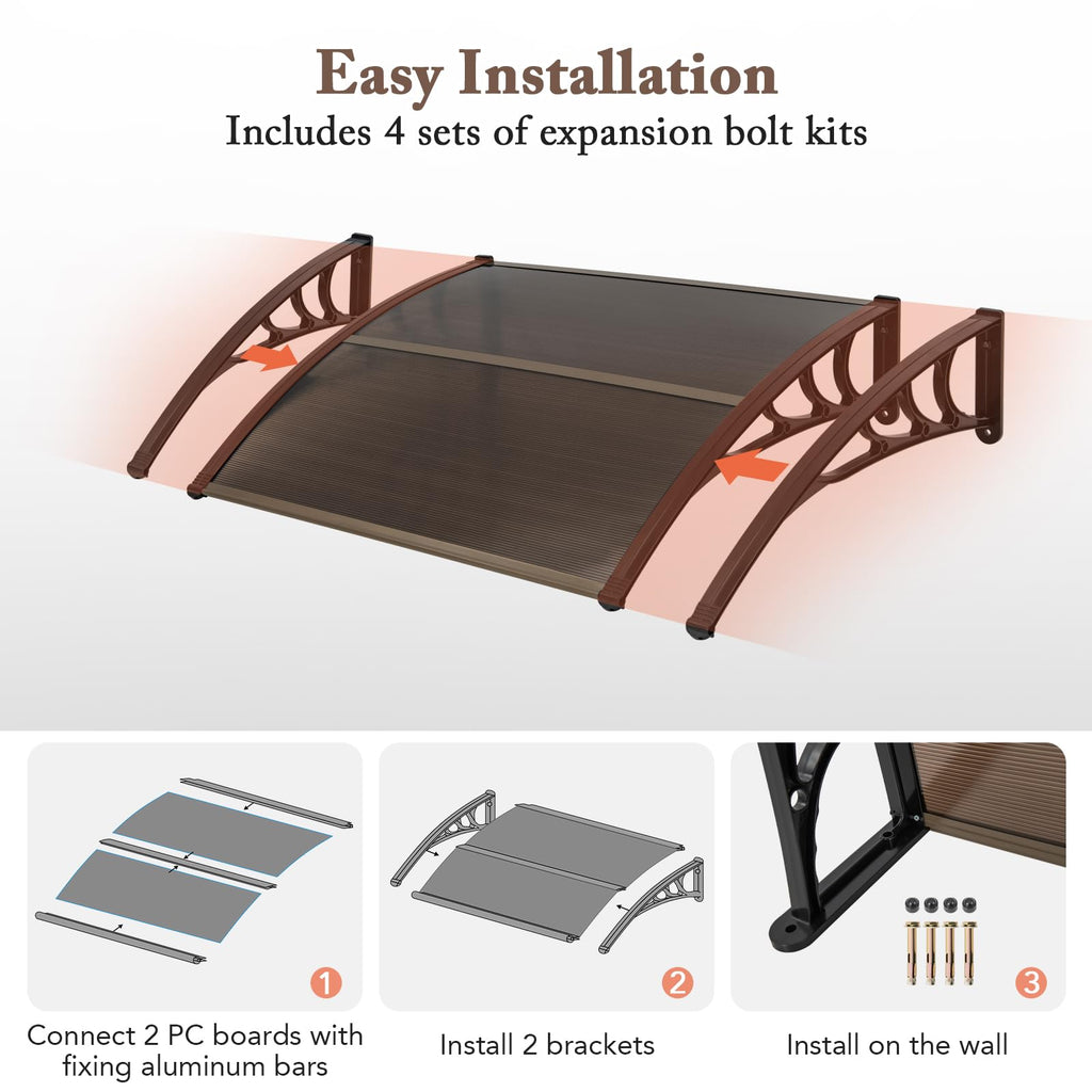 46" x 38" Polycarbonate Door Awning Canopy O916