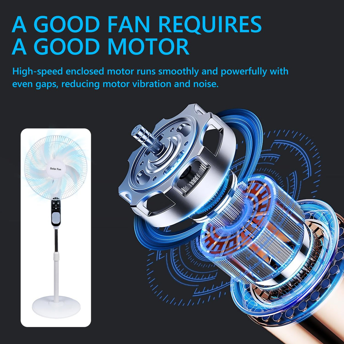 16in Solar Vertical Fan with Remote Control V30690