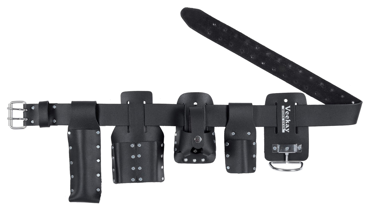 Black Leather 5-Piece Tool Belt Set S6532