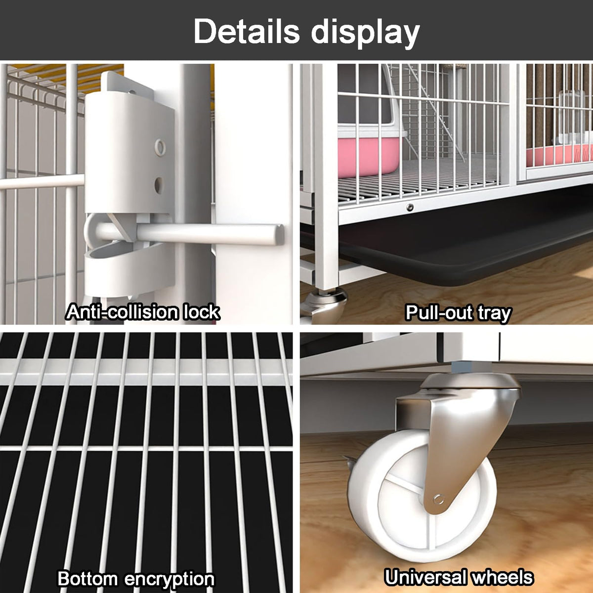 4-Tier Detachable Metal Wire Cat Cage with Hammock K486