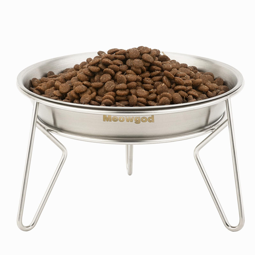 6.7" Elevated Stainless Steel Cat Bowls with Anti-Slip Stand N988
