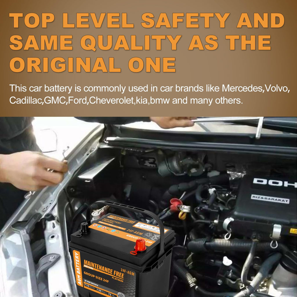 Group Size 24F AGM Automotive Battery 12V 70Ah 710 CCA K23364