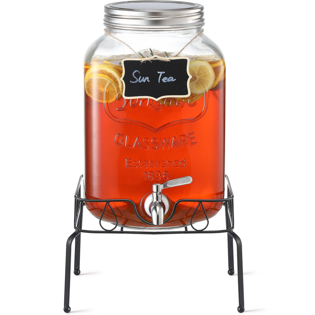 2 Gallon Glass Beverage Dispenser with Stand and Lid K2058