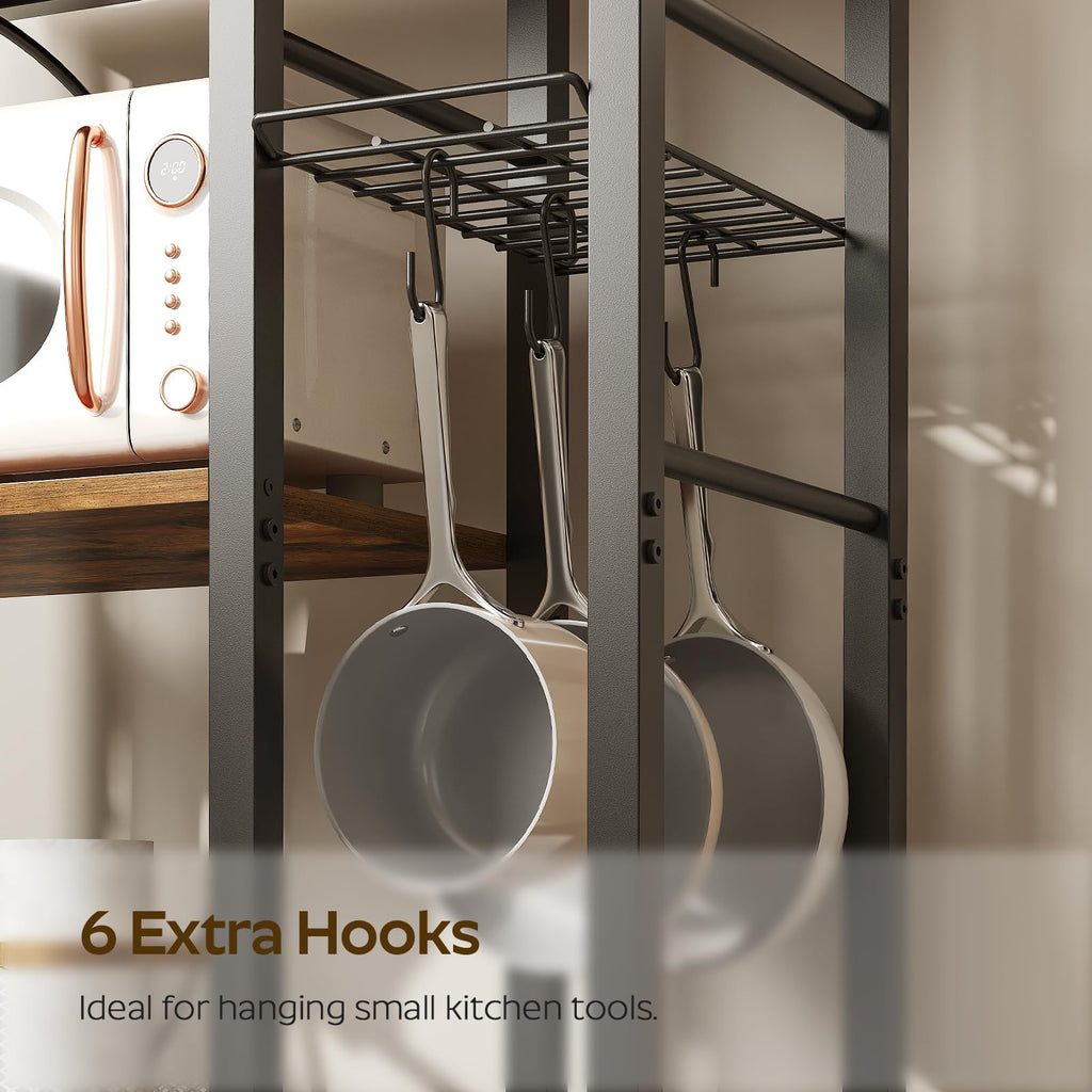 Rustic Brown Kitchen Storage Rack with Charging Station N8734