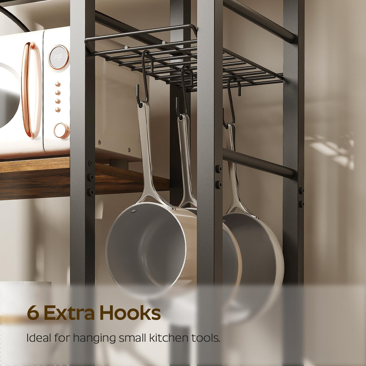 Rustic Brown Kitchen Storage Rack with Charging Station N8734