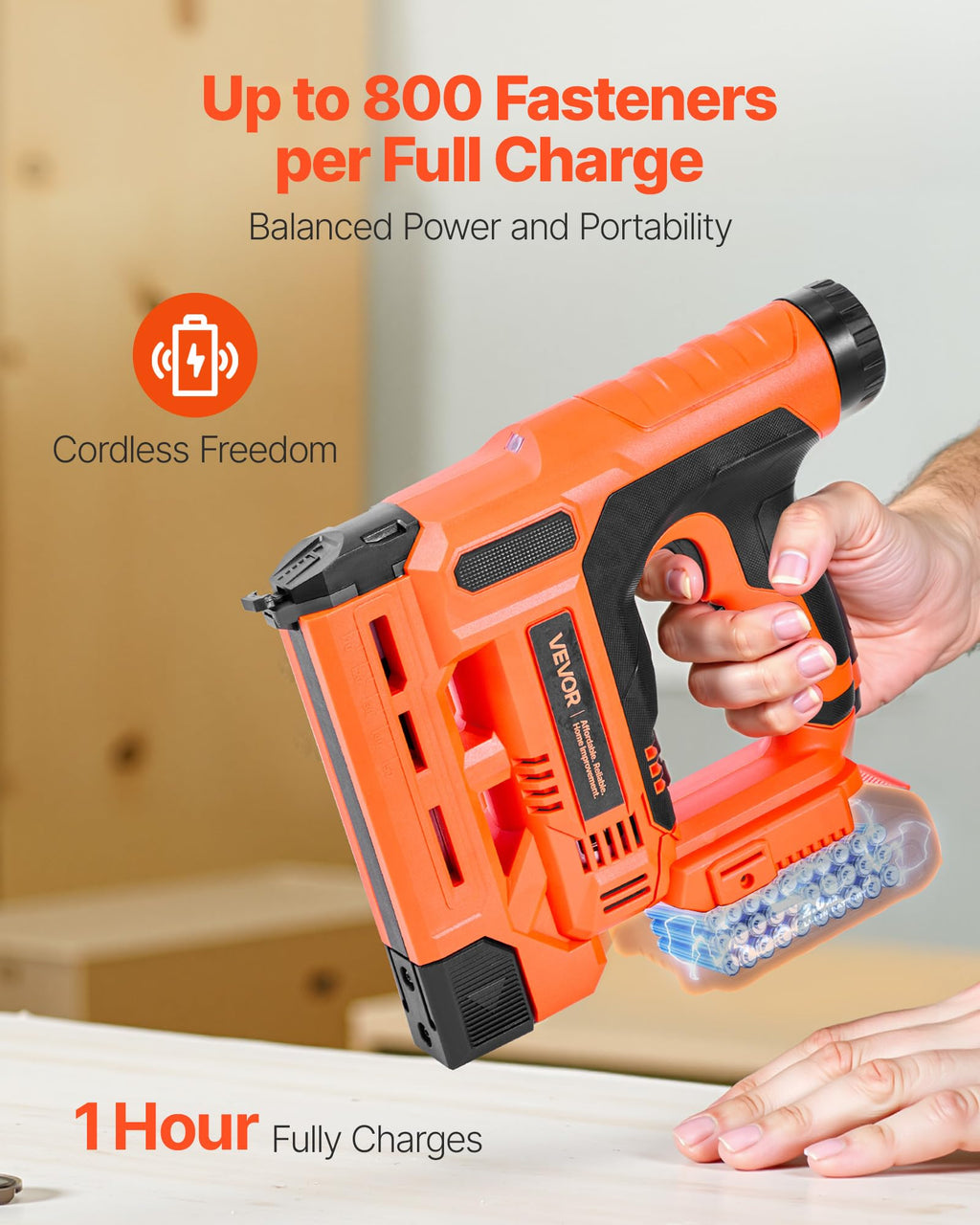 Cordless 2-in-1 18 Gauge Nail Gun Staple Gun R8036