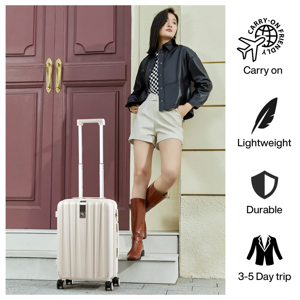 20 Inch Lightweight PC Hard Shell Carry on Luggage with Spinner Wheels D775