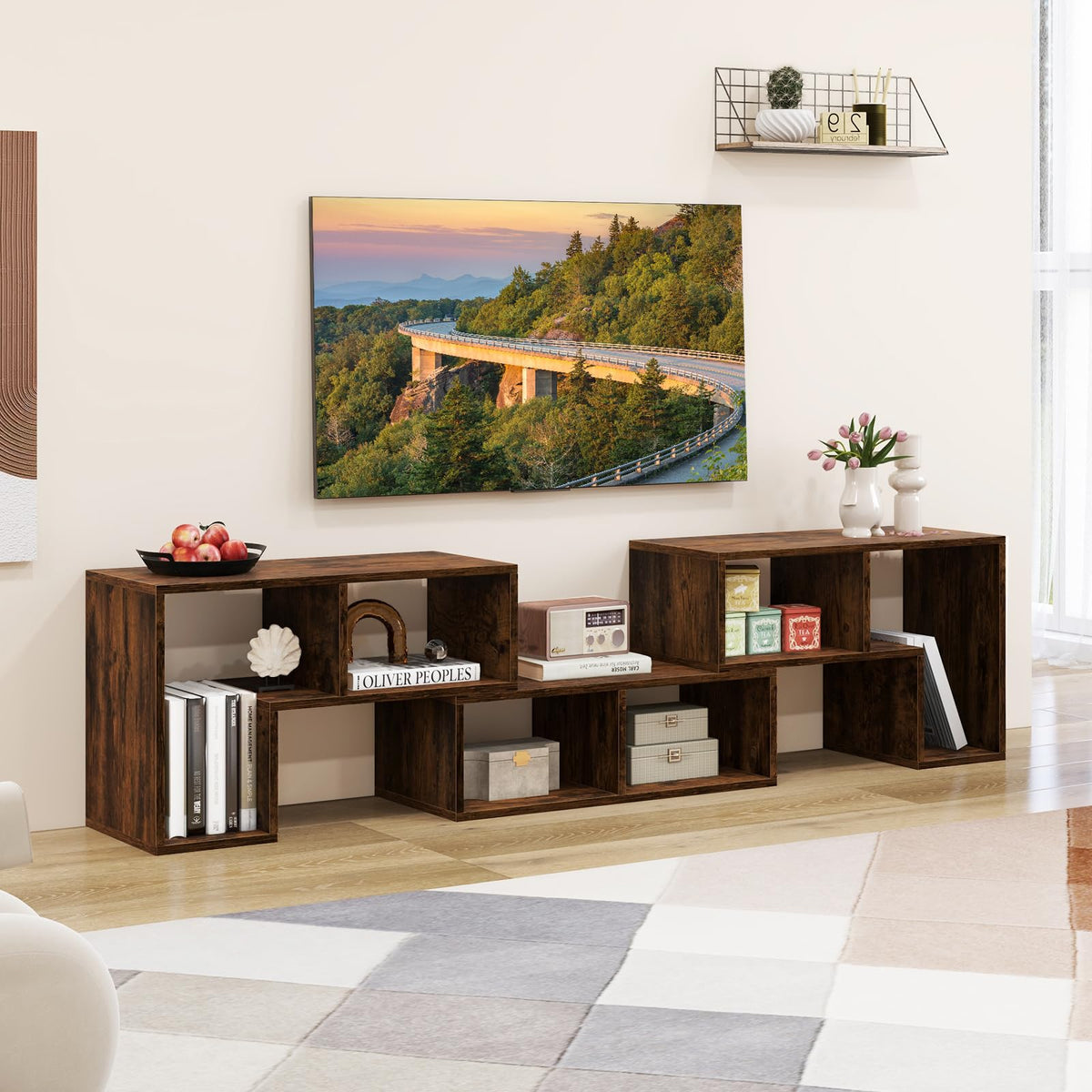 Brown 3-Piece TV Stand with Storage Cubes I42088