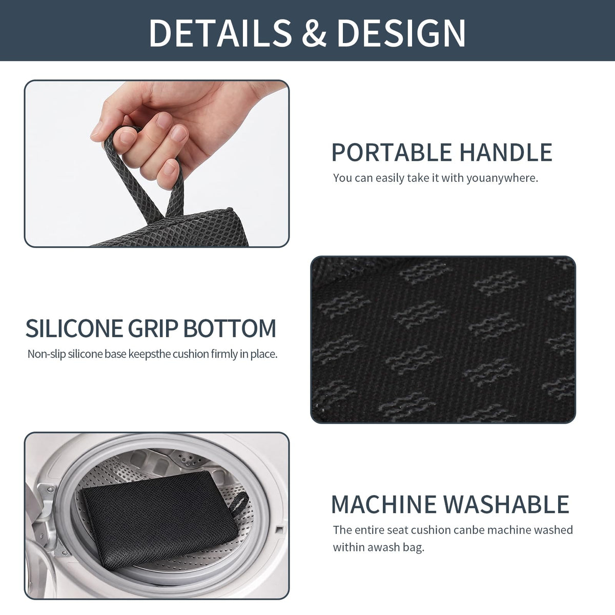 Portable Extra Thick Stadium Seat Cushion 2 Pack Gray I40824