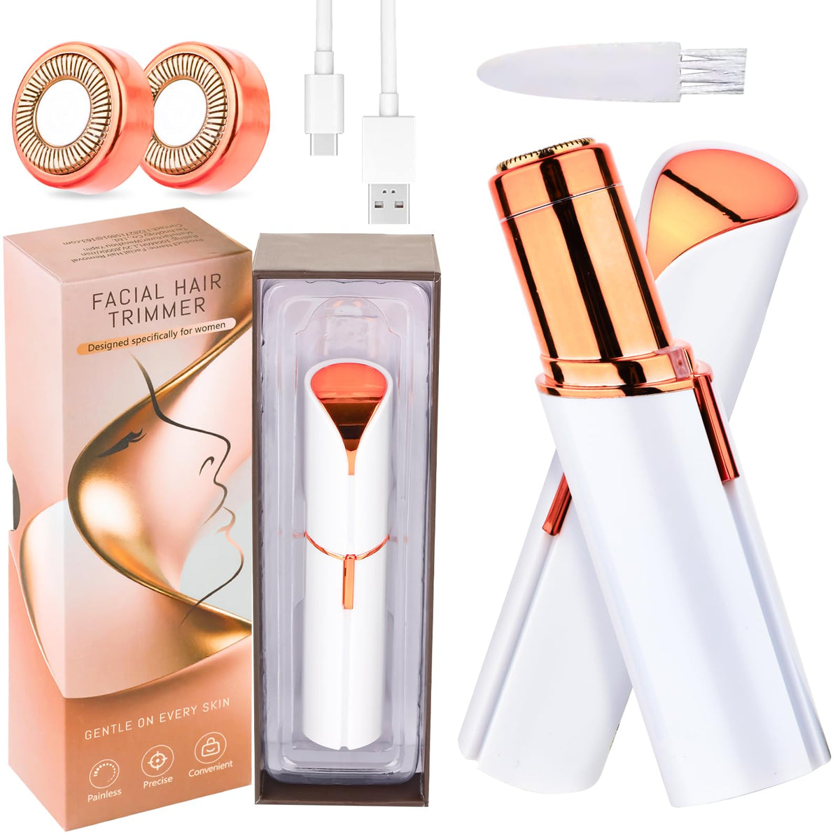 Rechargeable Facial Hair Remover with LED Light I260565