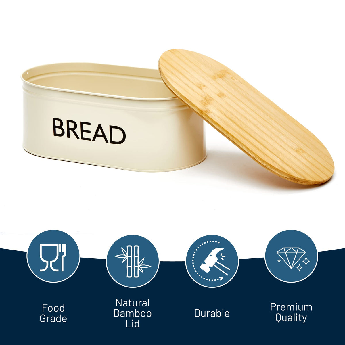 Metal Bread Box with Bamboo Lid O843318