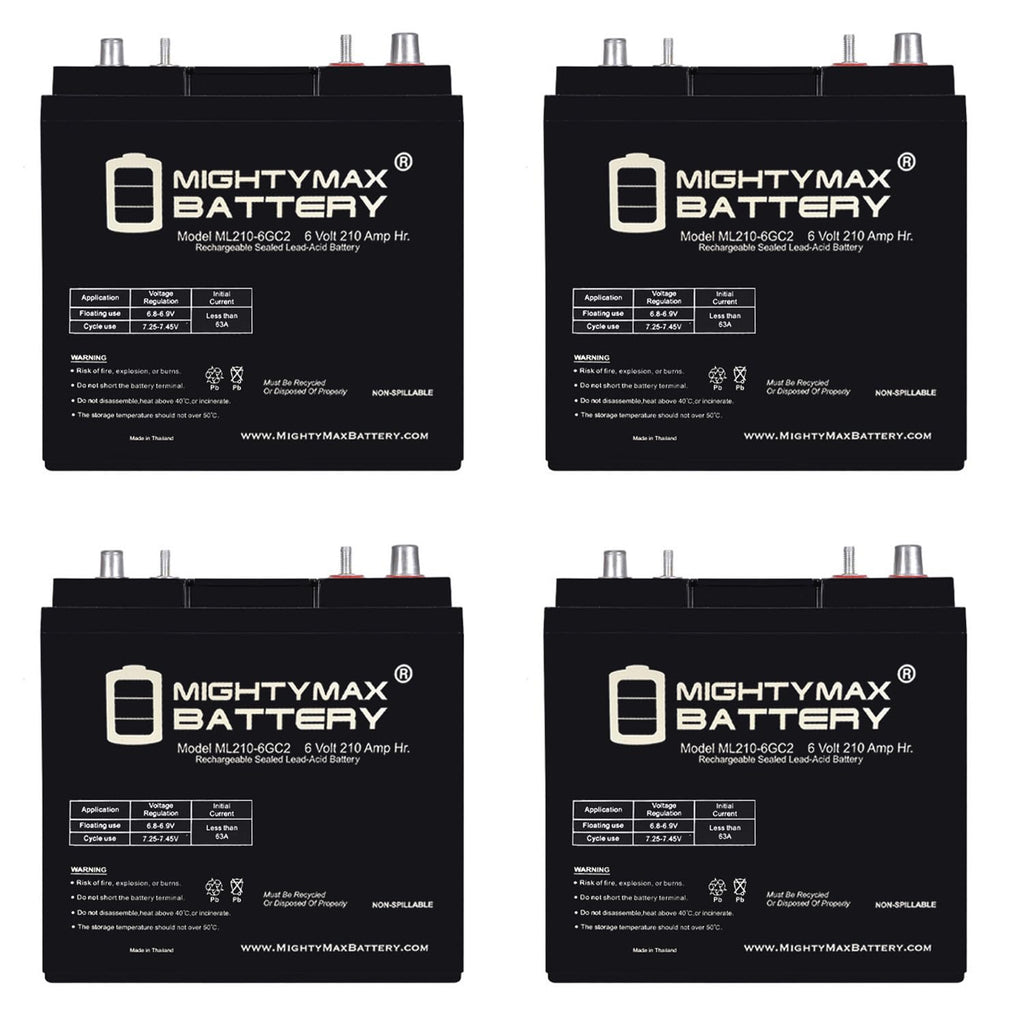 6V 210AH Dual Terminal SLA Deep Cycle Battery 4 Pack K334