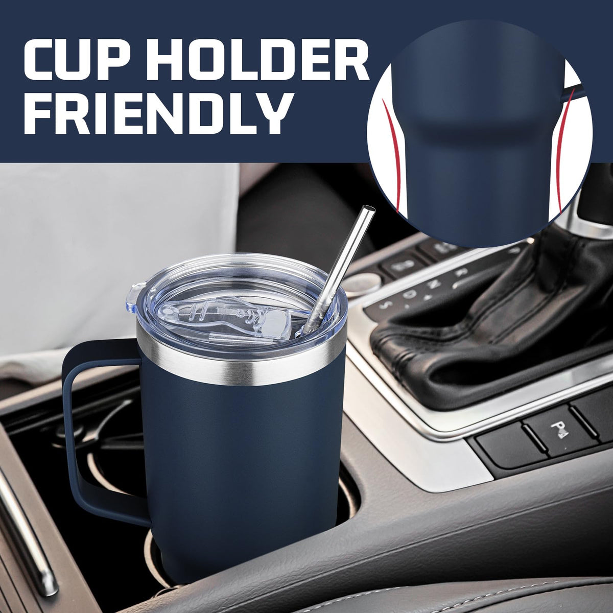 20 oz Stainless Steel Insulated Tumbler with Handle Lid and Straw G6210