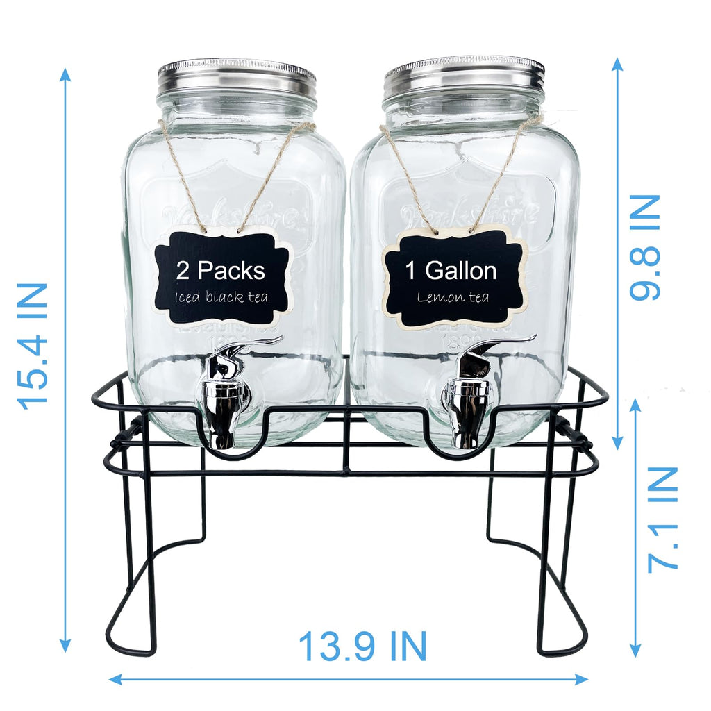 1 Gallon Glass Drink Dispenser with Spigot, 2 Packs I644333