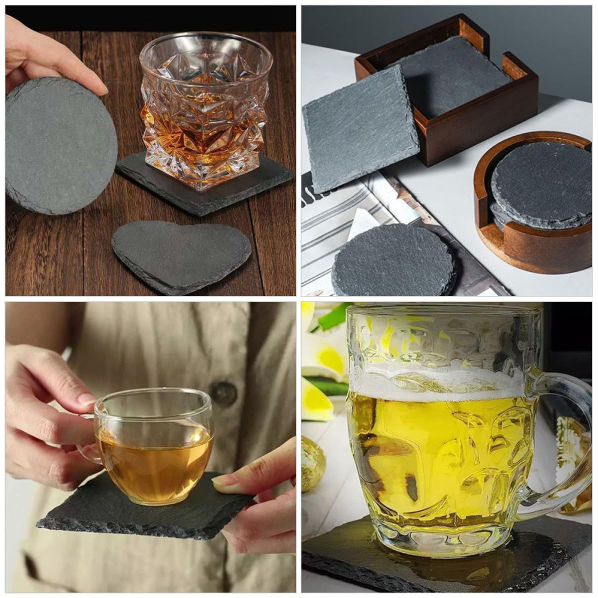 12pcs Natural Stone Drink Coasters Set Y931