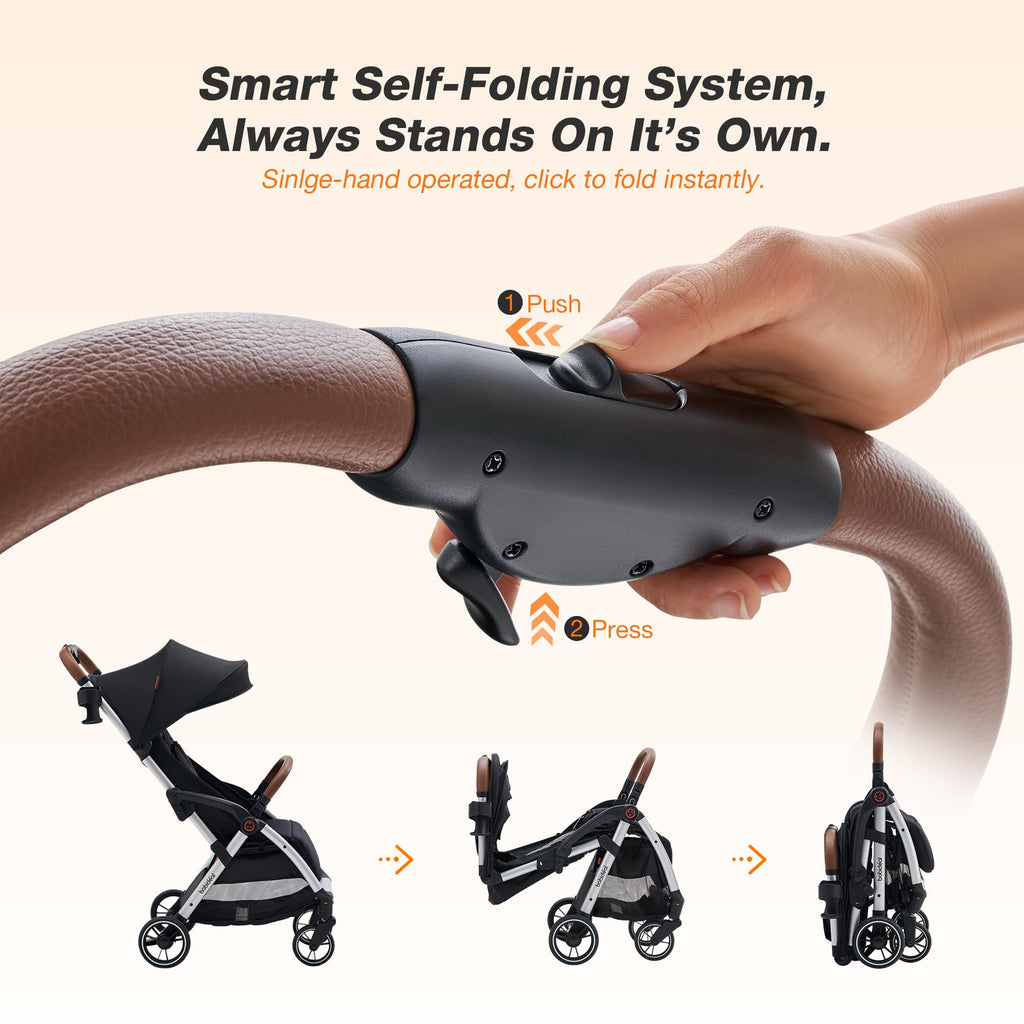 Lightweight Self-Folding Baby Stroller with Canopy and Cup Holder D152
