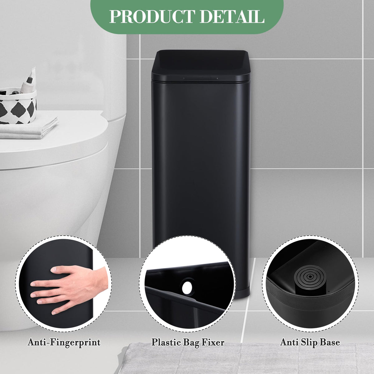 50L Stainless Steel Step Trash Can with Lid U699218