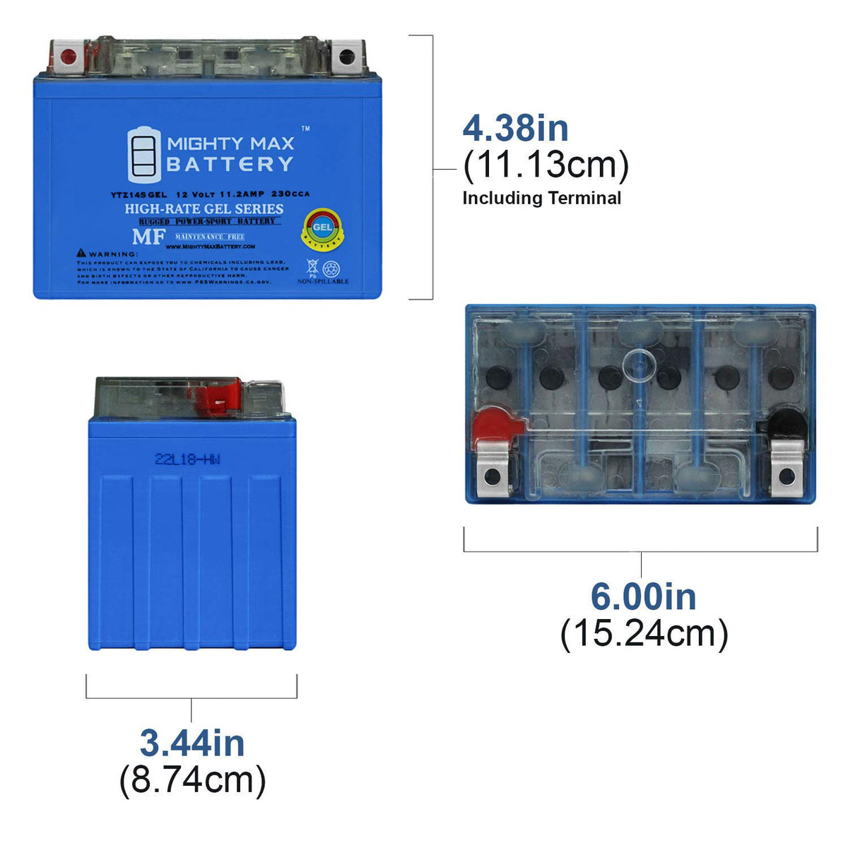 12 Volt 11.2 AH GEL Type 230 CCA Rechargeable Maintenance Free SLA AGM Motorcycle Battery C251