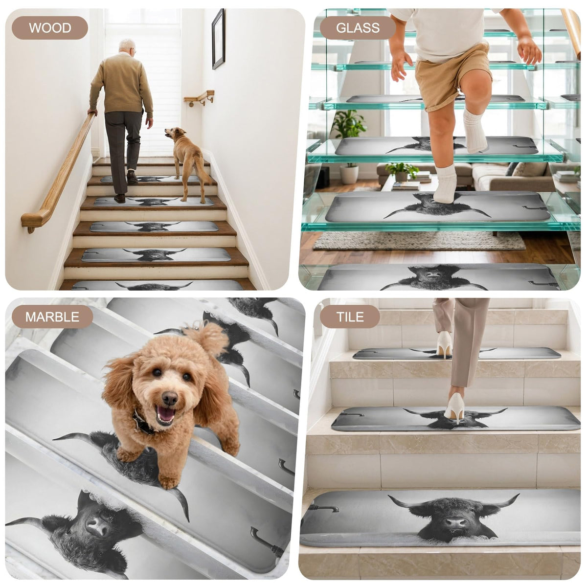 Grey Non Slip Carpet Stair Treads Set of 15 L871