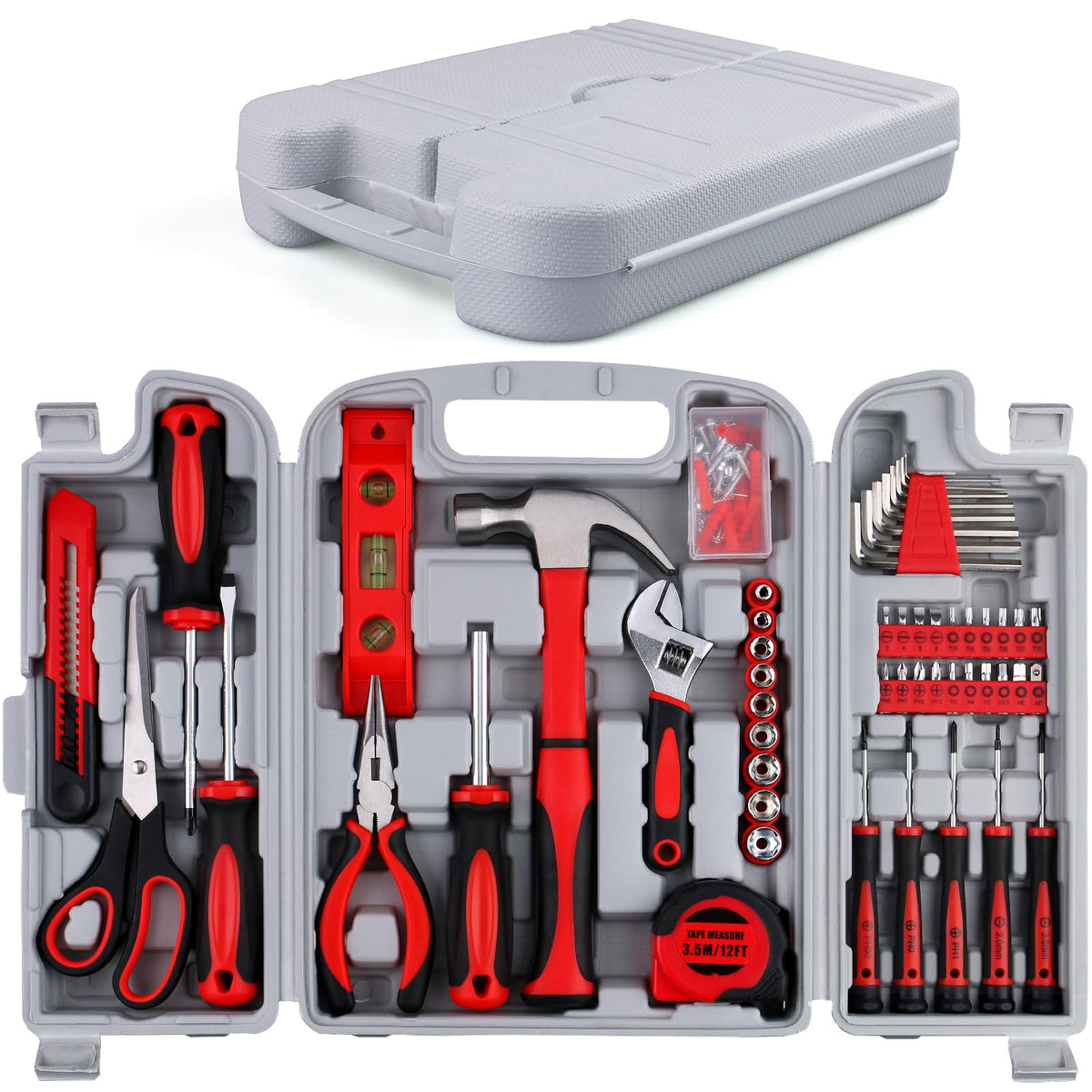 156-Piece All-Purpose Home Tool Kit in Foldable Toolbox L11759