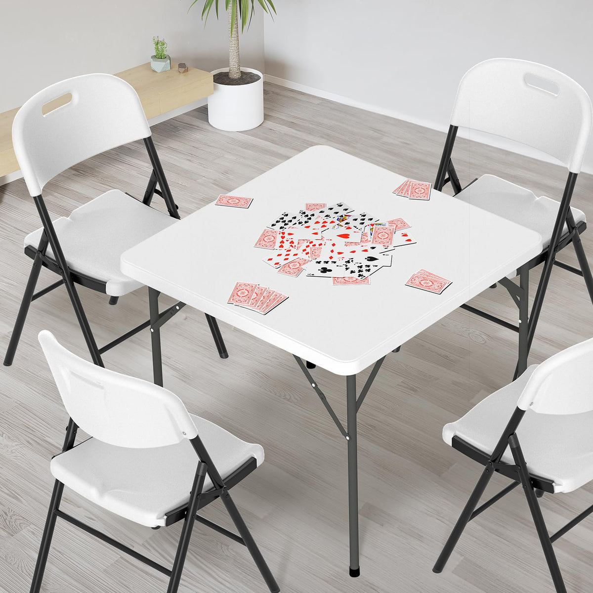 White 34 inch Folding Card Table O830035