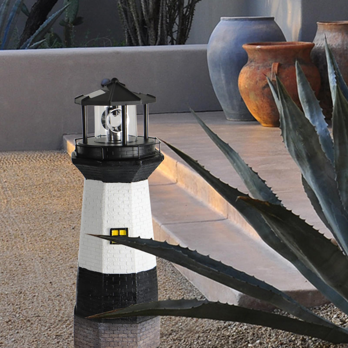 Solar Powered Lighthouse Garden Light with Rotating Beacon G887