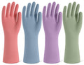 4 Pairs Reusable Rubber Cleaning Gloves with Flocked Lining and Non-Slip Grip H61787