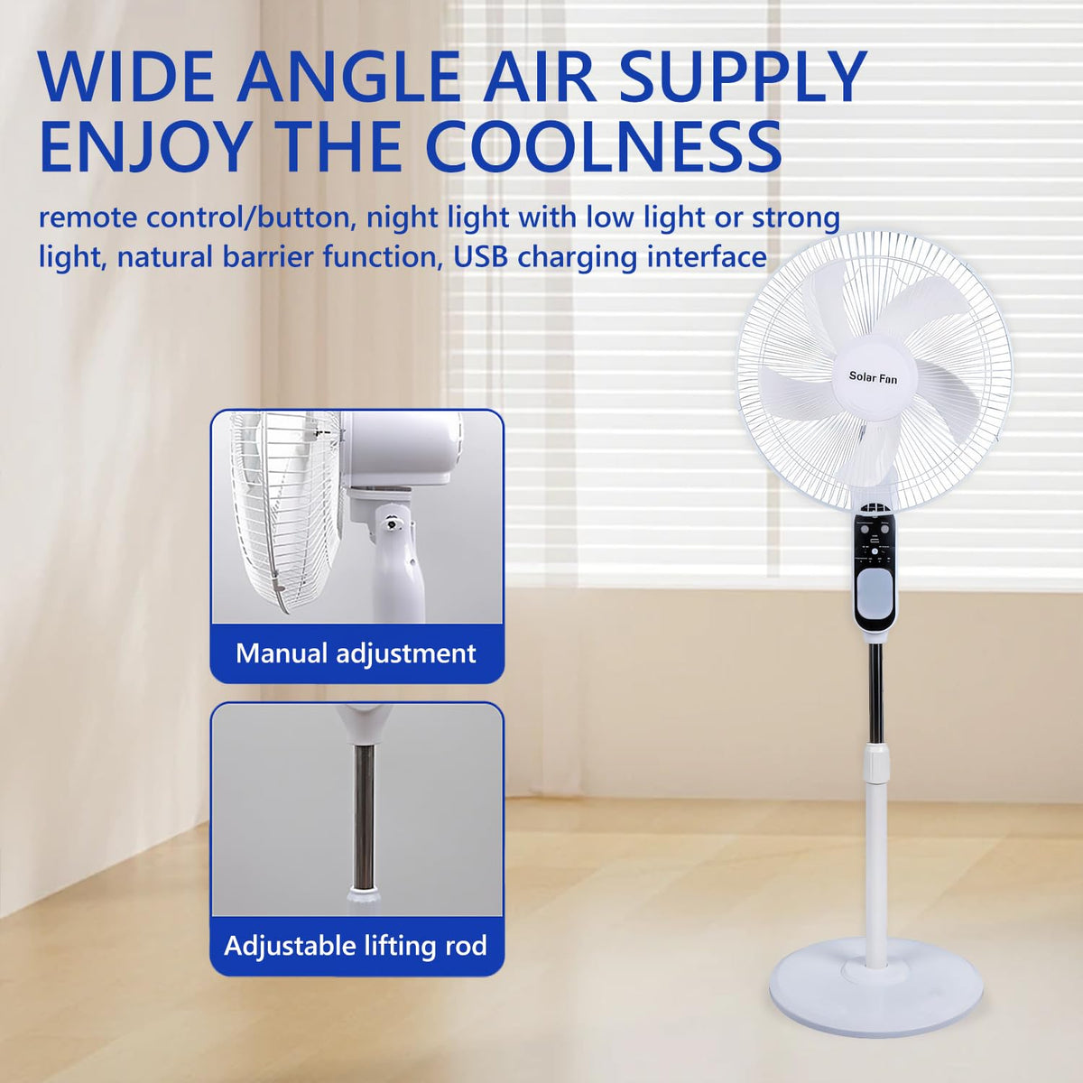16in Solar Vertical Fan with Remote Control V30690