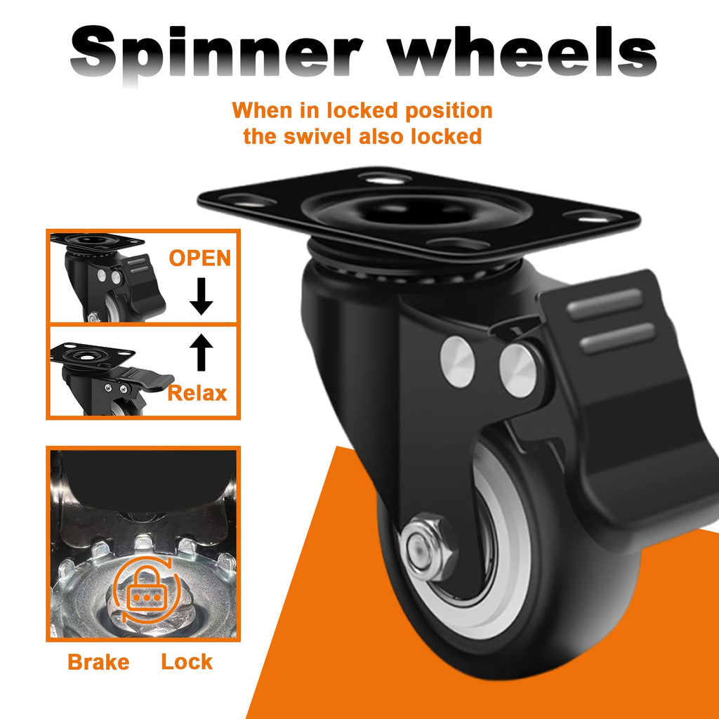 2 Inch Caster Wheel Set of 4 with Dual Brake T9183