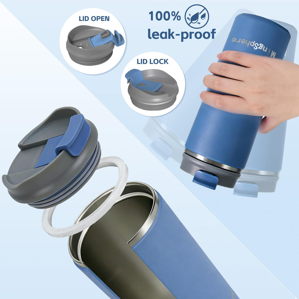 16oz Insulated Stainless Steel Coffee Cup with Flip Lid, Blue F824068