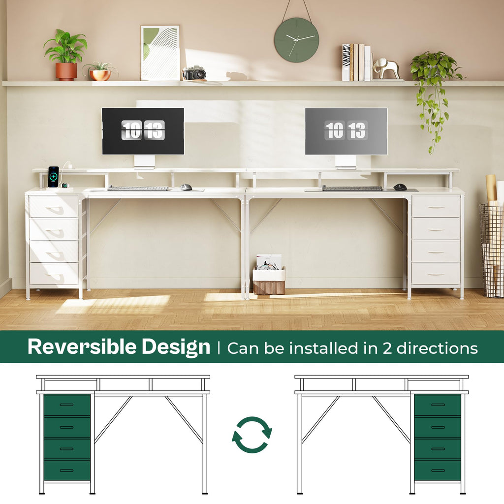 55 Inch White Computer Desk with 4 Drawers U51646