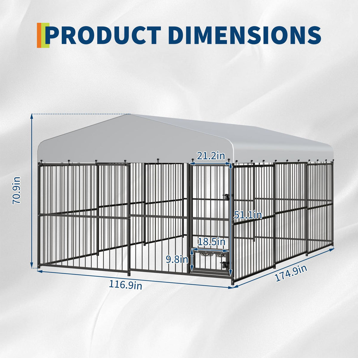 Large Outdoor Dog Kennel with Waterproof Canopy V130