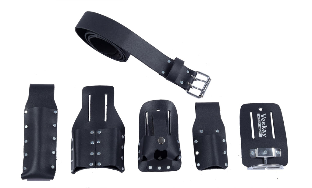 Black Leather 5-Piece Tool Belt Set S6532