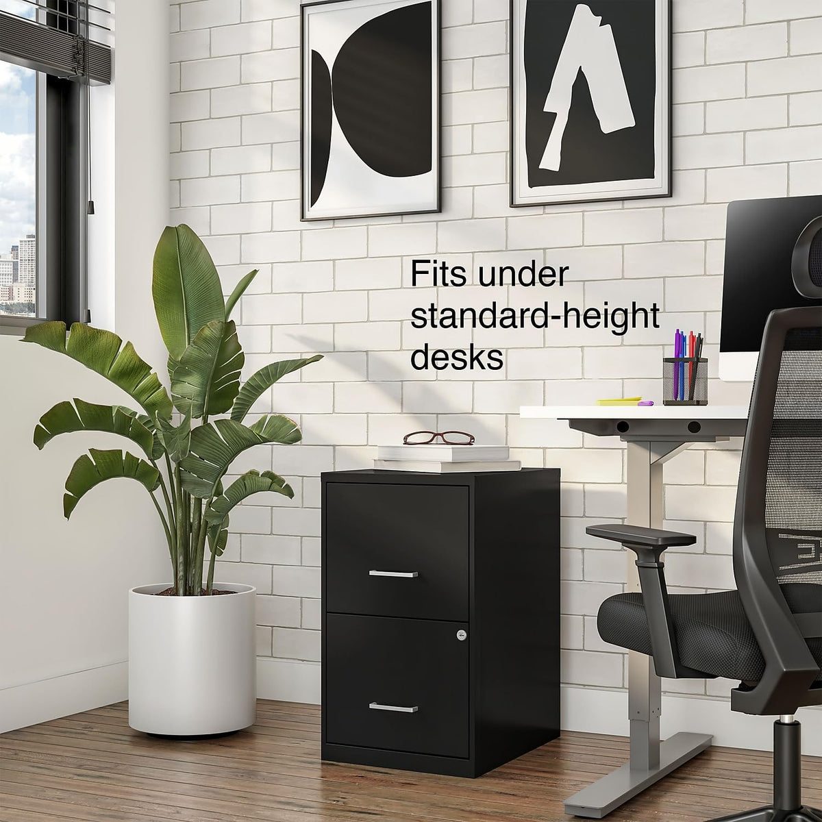 Black 2-Drawer Letter Size File Cabinet B347