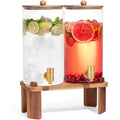 2pcs 1.5 Gallon Glass Drink Dispenser with Wood Stand S649638