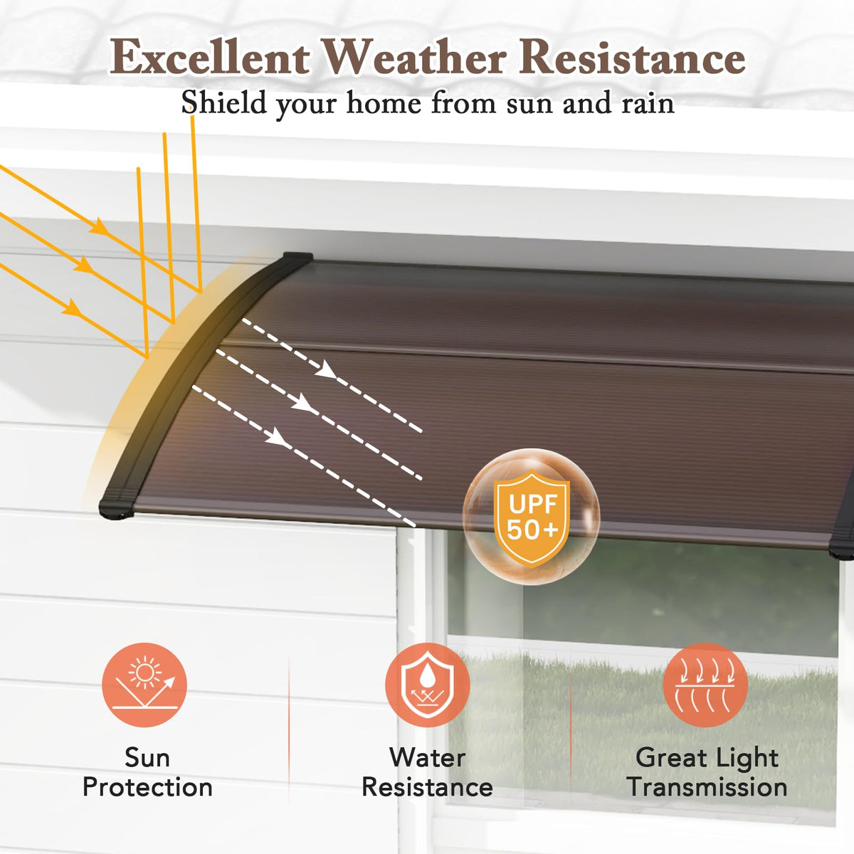 46" x 38" Polycarbonate Door Awning Canopy O916