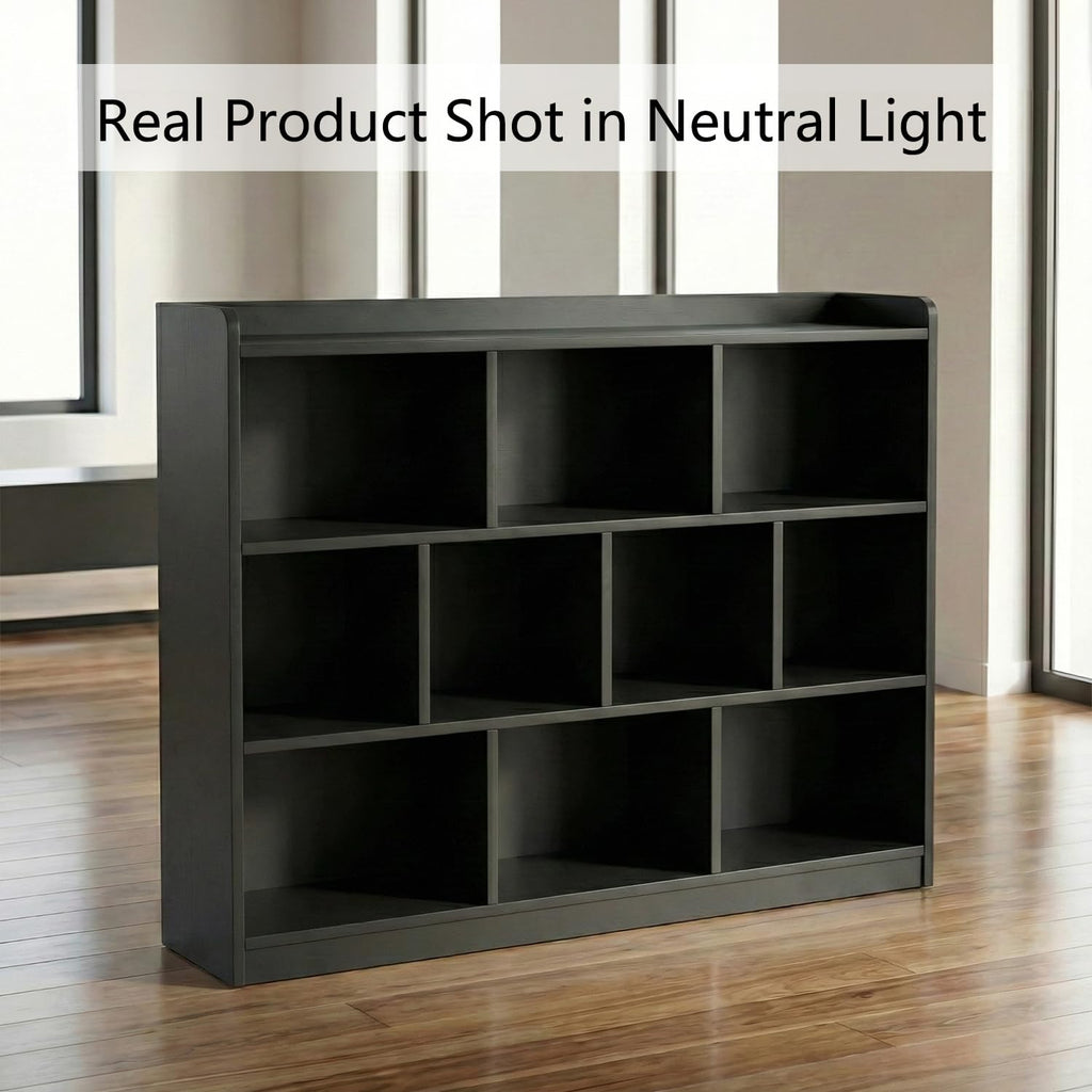 Black 3 Tier Wood Bookshelf U311896