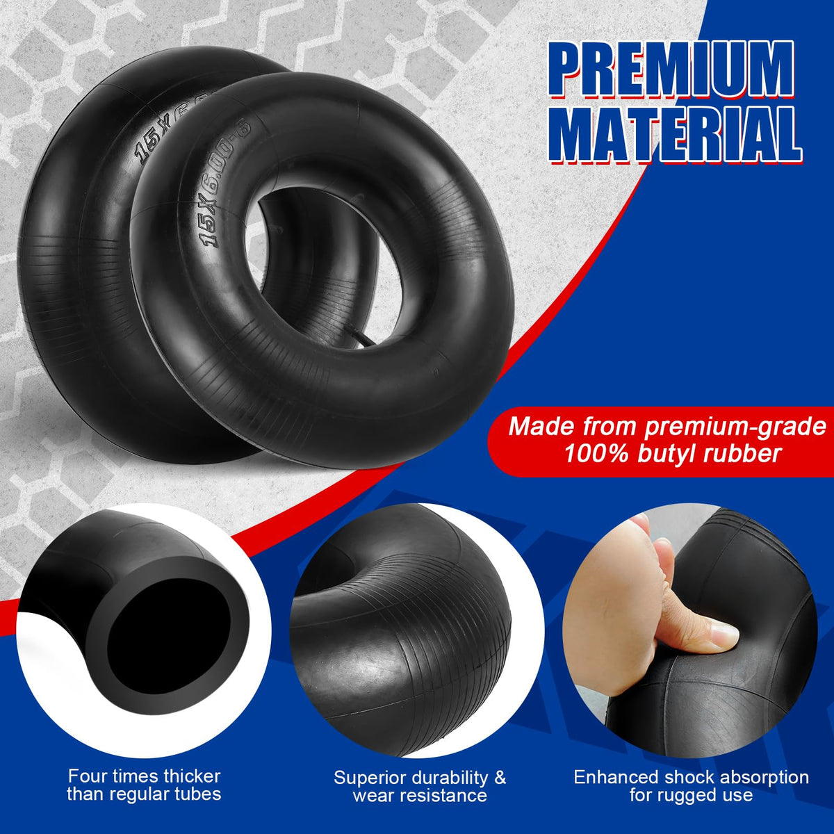2 Pack 15 x 6.00-6 Inner Tubes Set S5634